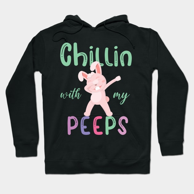 Funny Chillin With My Peeps Easter Bunny Hoodie by DonVector